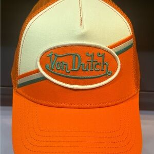 NWT Von Dutch Orange and Cream Trucker Hat